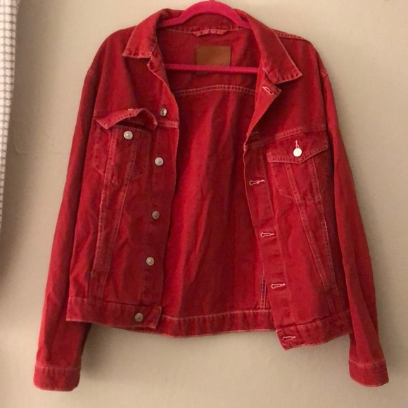 ladies red denim jacket